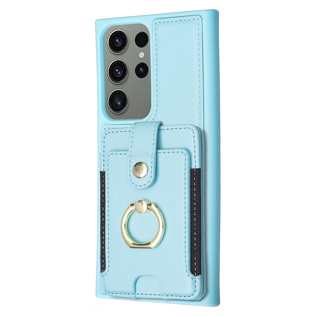 BF27 Kickstand Back Cover for Samsung Galaxy S23 Ultra PU Leather Coated TPU Card Holder Phone Case BF27 Kickstand Back Cover for Samsung Galaxy S23 Ultra PU Leather Coated TPU Card Holder Phone Case